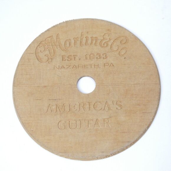 Martin Guitar Coaster Wooden Round Vintage Advertising Nazareth PA - Picture 1 of 4